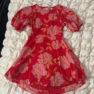 Olivaceous flowy, mini, backless dress (NWT)